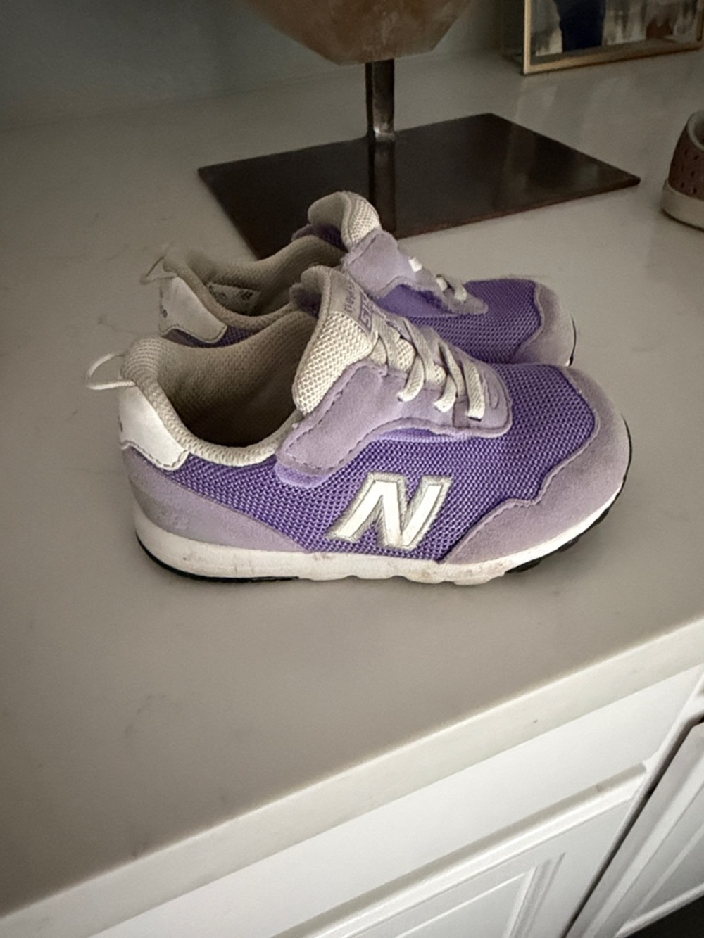 New Balance Kids Lavender and White Sneakers